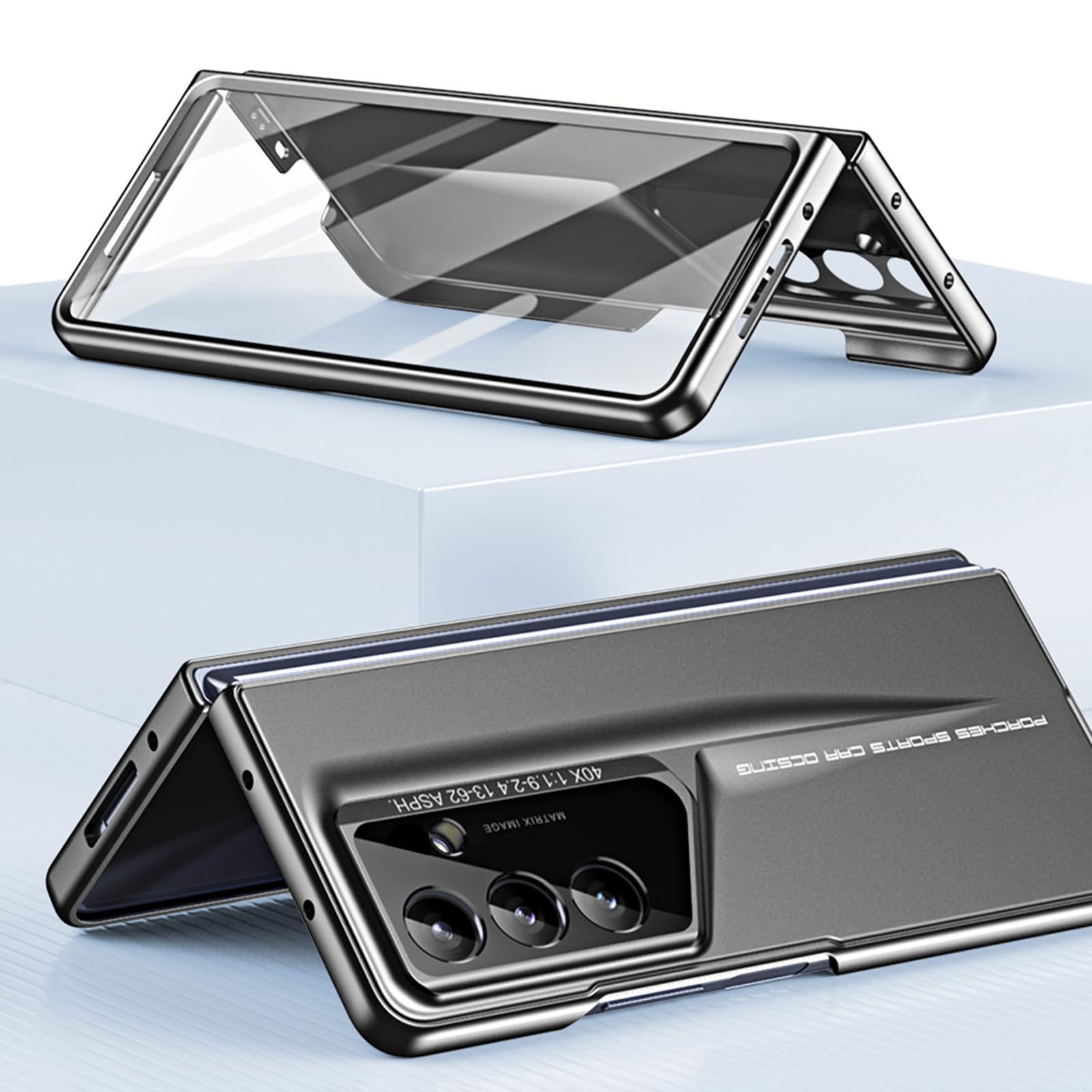Dünne Hülle für Samsung Galaxy Z Fold 8 Ultra, Galvanik Gefrostet | All-inclusive Glas Bildschirm Objektiv Schutzhülle Leichte Luxus Geschäftlich Handyhülle,Blau,Fold 8 Ultra