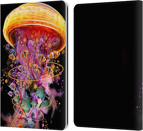 Vista 12 de Head Case Designs Dave Loblaw - Funda de piel con licencia oficial de Dave Loblaw con diseño subacuático de medusas rosadas compatible con Kindle