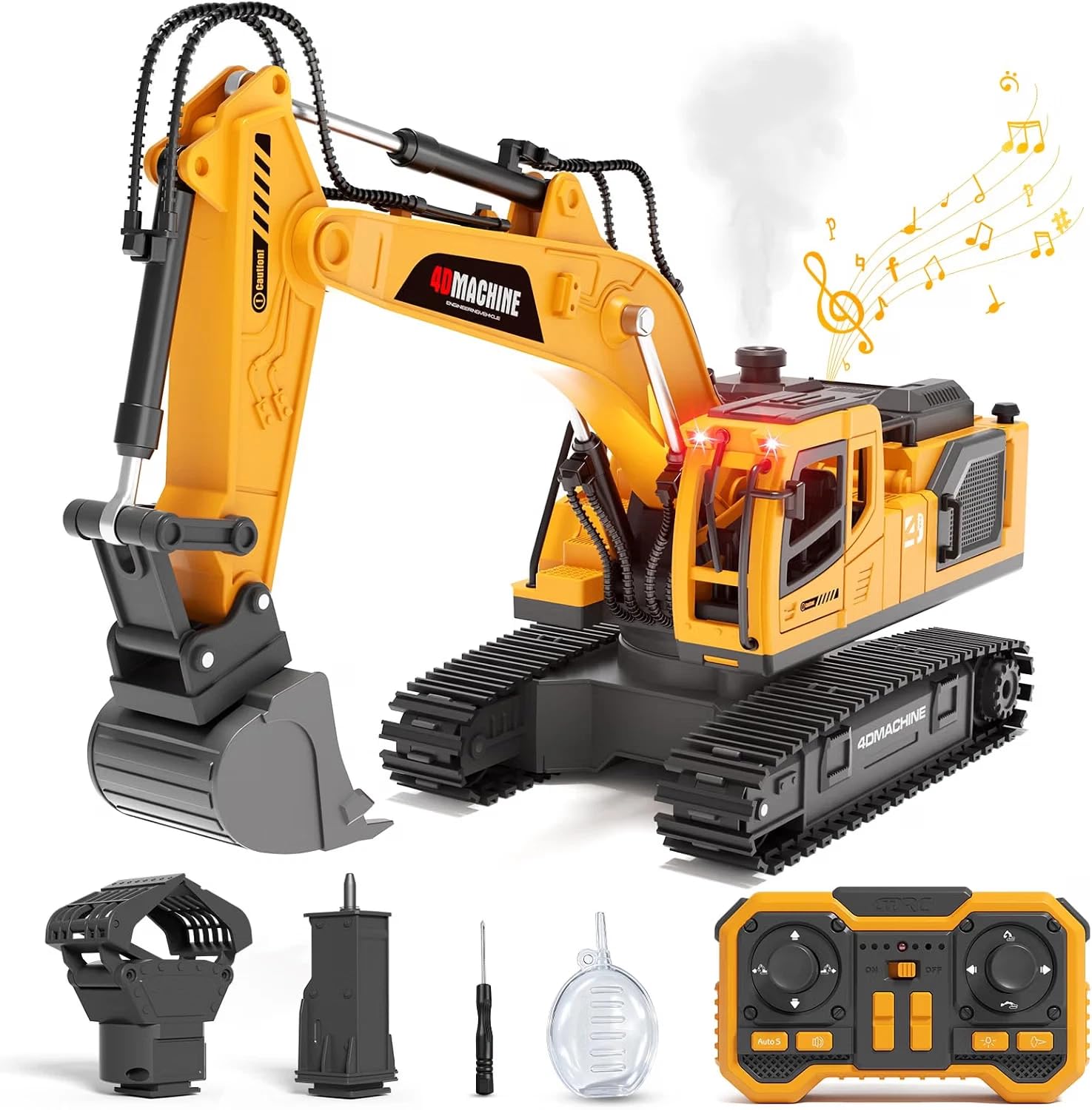 Jiakora Remote Control Excavator Toys for Boys, RC Excavator Toy for Boys 6 7 8 9+Year Old Kids Christmas Birthday Gift，RC Digger Truck Construction Vehicles with Metal Shovel & Light