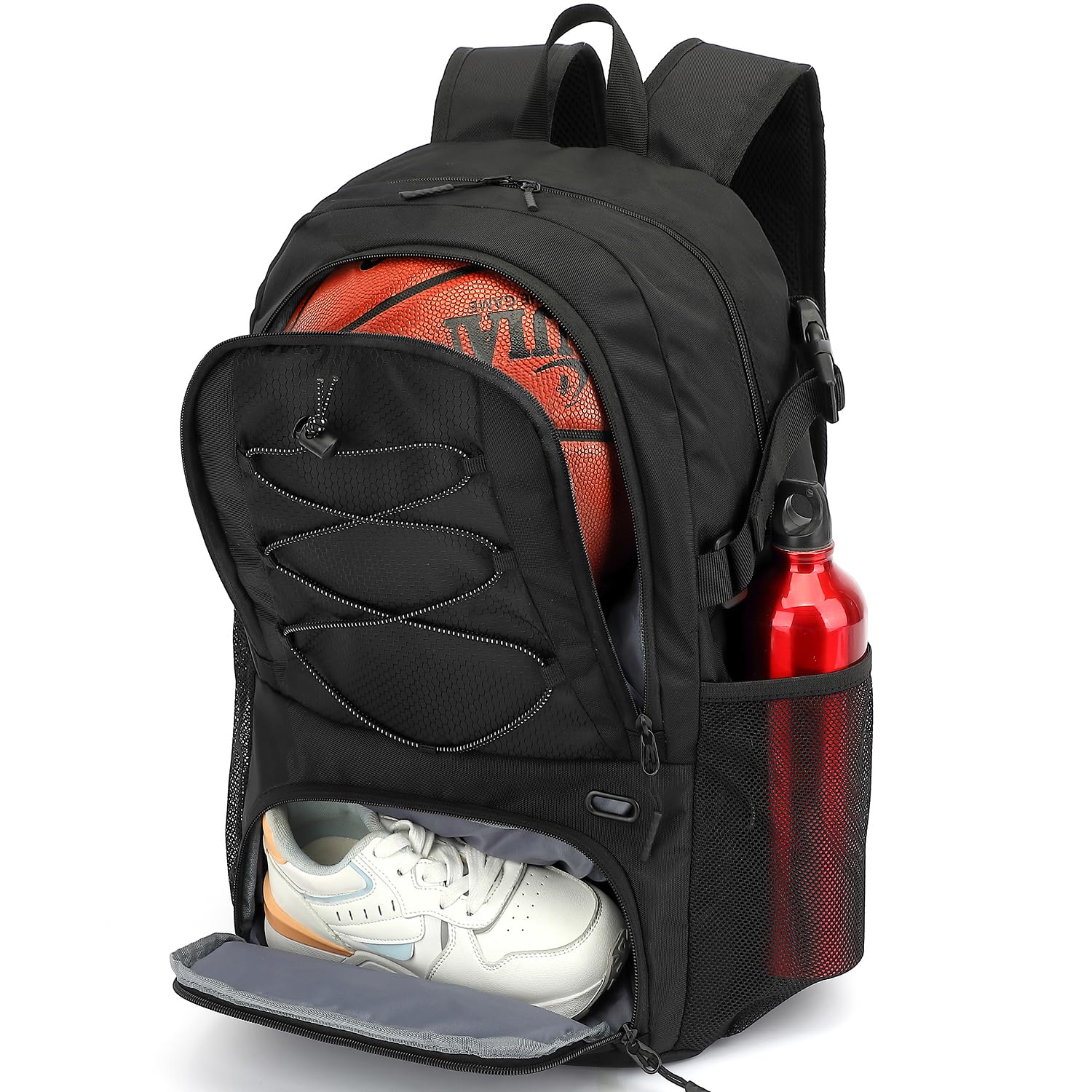 Bolsa de Baloncesto Mochila de Fútbol con Soporte para Pelota y Compartimento para Zapatos