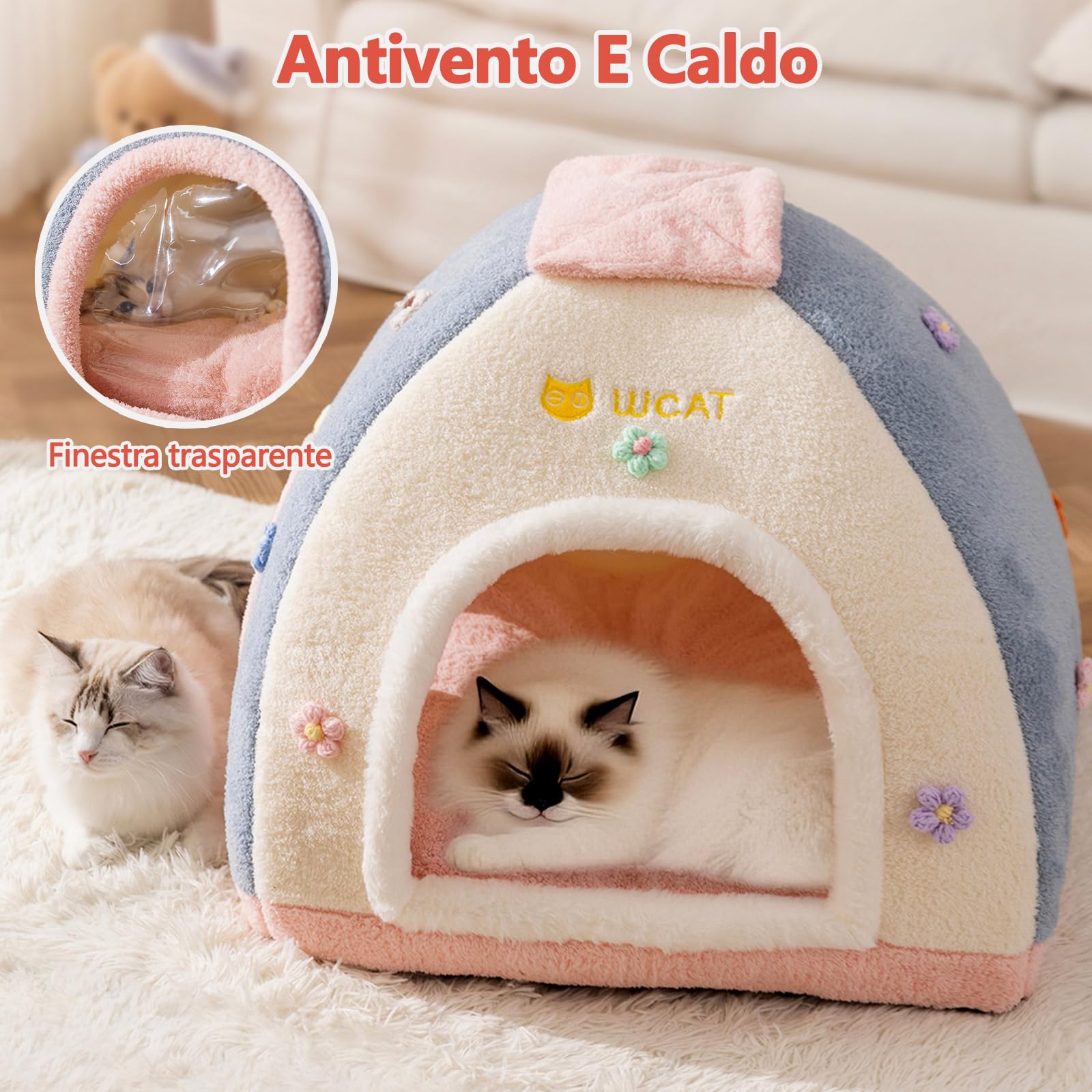 Galatée Cuccia Per Gatti, Cuccia Calda e Carina Per Gatti, Tenda Morbida Con Cuscino Rimovibile, Comodo Letto Per Cani, Letto Comodo Per Cucciolo, Gattino e Coniglio(XL, Marrone)