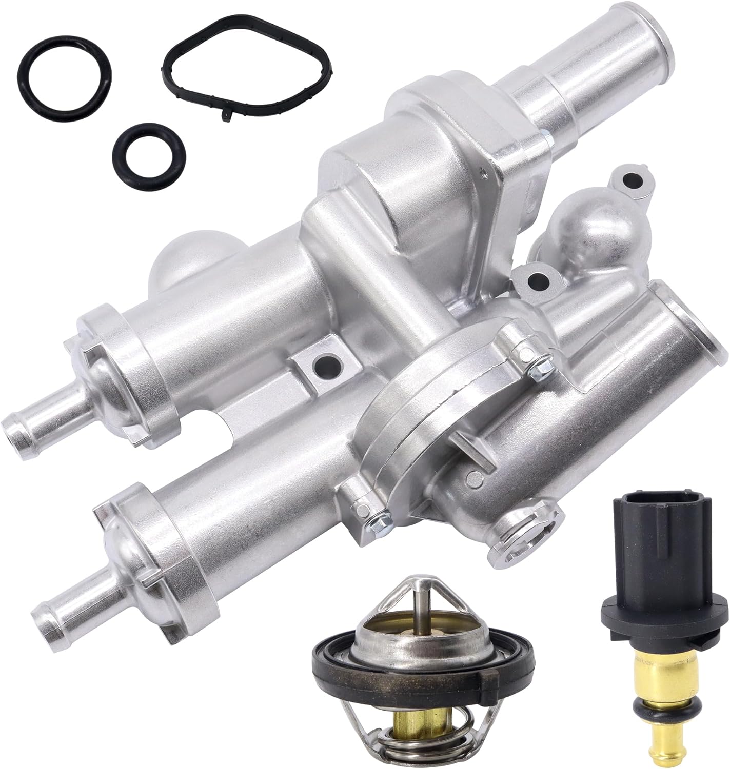 HiSport 68003582AB Upgraded Aluminium Engine Coolant Thermostat Housing Assembly - Compatible with Jeep Compass Patriot Dodge Avenger Caliber Journey Chrysler 200 Sebring Replace 902-319 657203