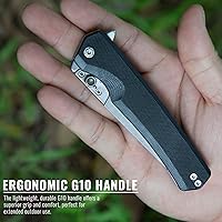 Vista 4 de Cuchillo plegable de bolsillo 9TiEDC, 4 piezas de cuchillas reemplazables, cuchilla de acero 440 de 3.5" con mango G10, cuchillo EDC con clip