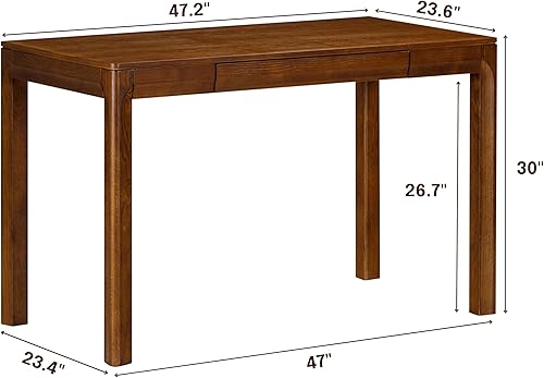 Miniatura 2 de NTC Flow - Mesa de escritorio rectangular de madera moderna con cajón oculto, impermeable y resistente al calor, nogal oscuro