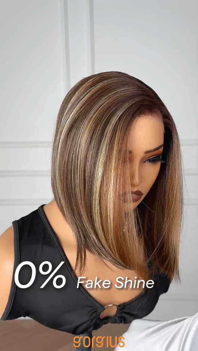Amazon.com : GORGIUS Brown Highlight Bob Lace Front Wig Glueless