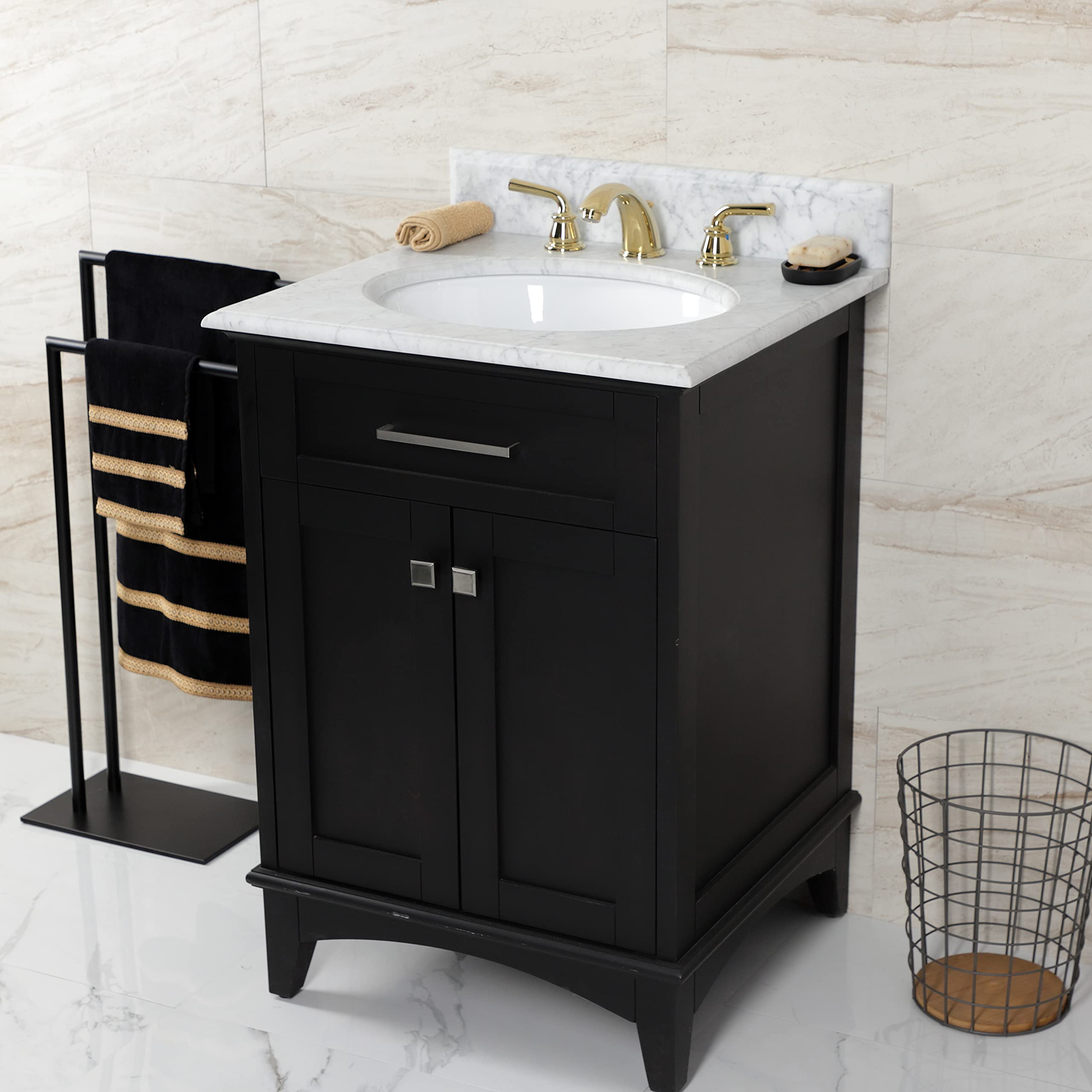 Kingston Brass LS4423RXL Badezimmer-Wasserhahn | Gebürstetes Messing | Einloch-Armatur Mit Ablauf