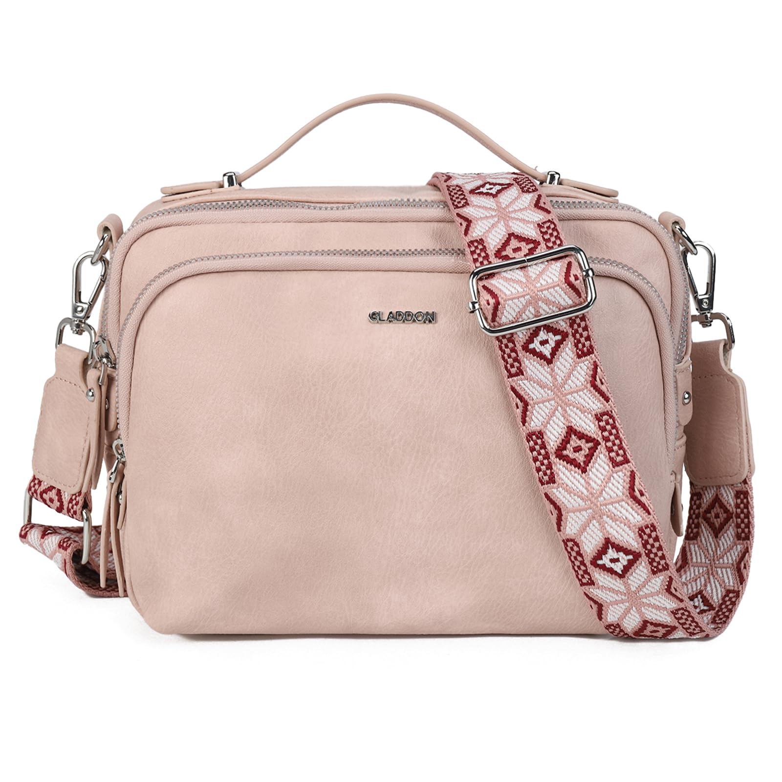 Gladdon Piccola Borsa a Tracolla da Donna con 3 Scomparti Capienti, Cinghie Regolabili e Rimovibili in Tessuto Jacquard