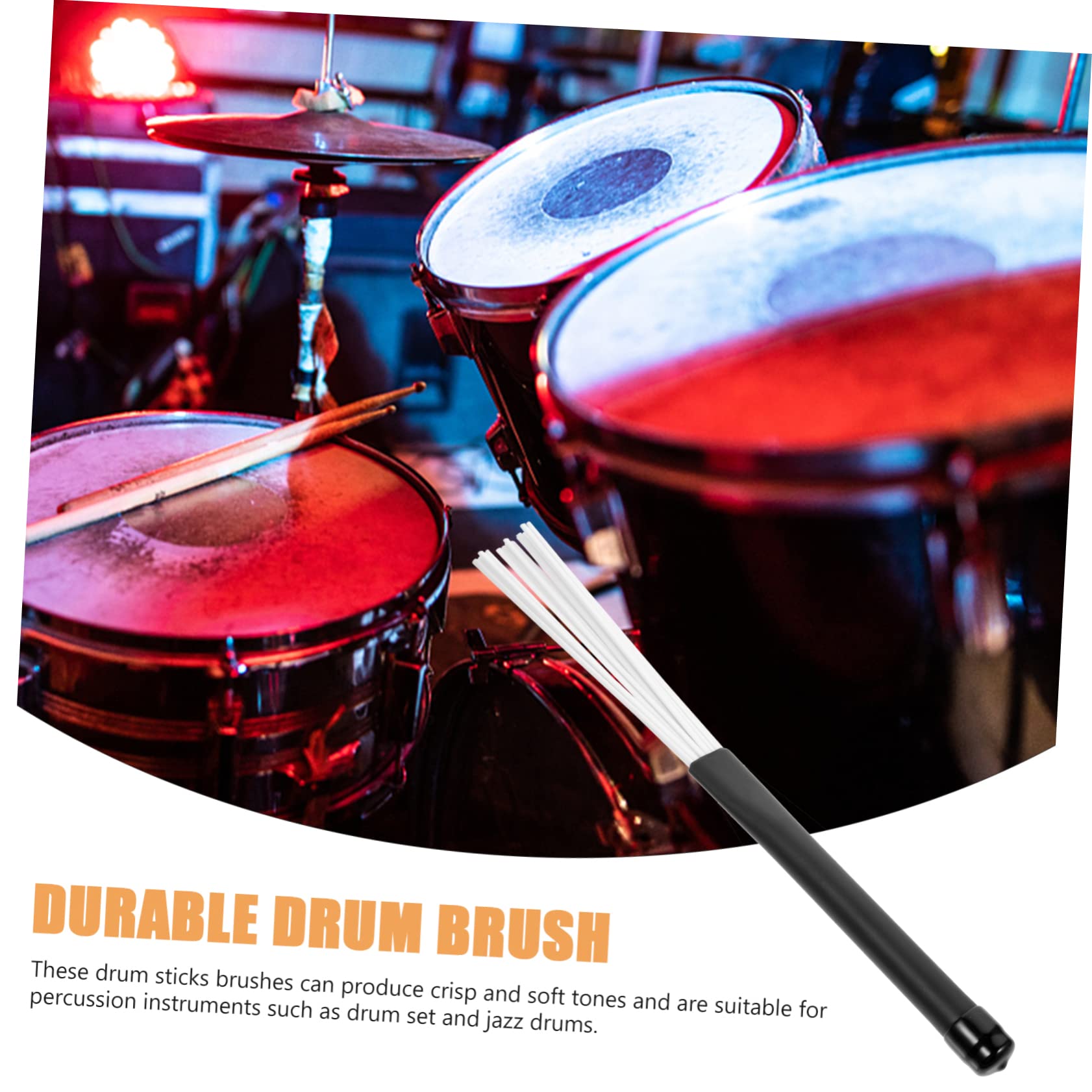ibasenice 4pares Cepillos De Retráctiles De Nylon Con Mango De Plástico Para Instrumentos De Percusión Para Jazz y Batería