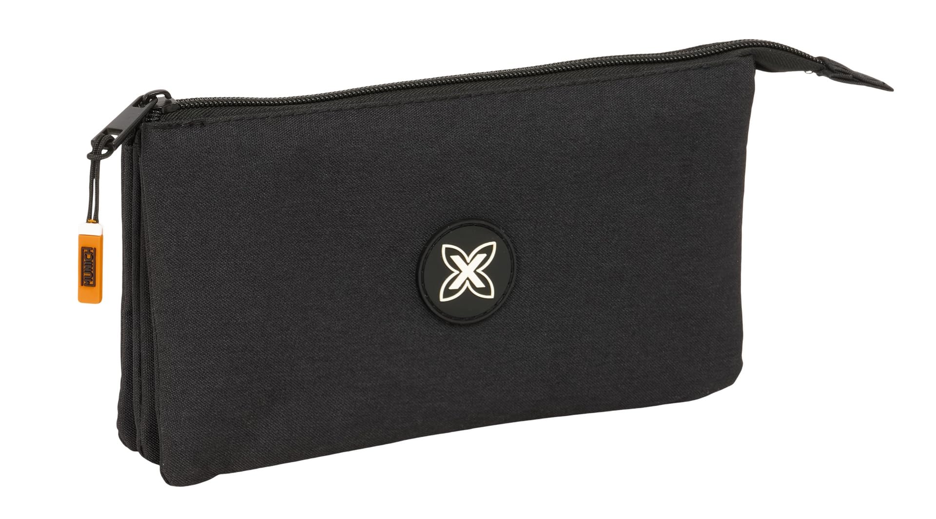 Safta MUNICH LAGOON - Triple Pencil Case, Children's Pencil Case, Ideal for School Age Children, Comfortable and Versatile, Quality and Resistance, 22 x 3 x 12 cm, Black/White, M, Casual