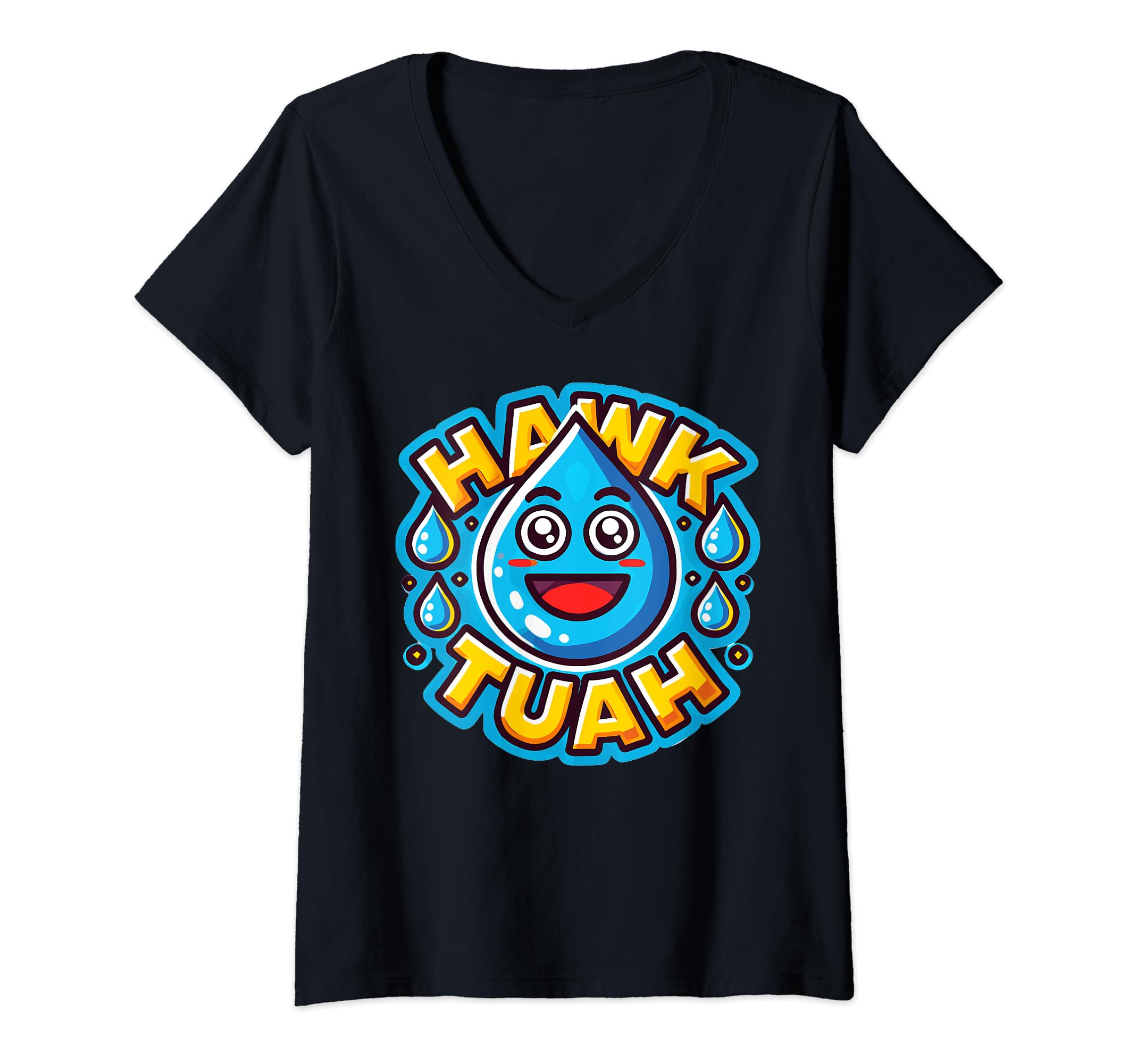 Womens Hawk Tuah Meme Joke TShirt For Men Women Huck Tua V-Neck T-Shirt