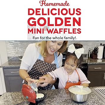 Mini Waffle Maker | Waffle Maker | Portable Electric Non-Stick Waffle Iron Suitable for 4 Inch Single Waffle for Breakfast, Lunch or Snack,Red
