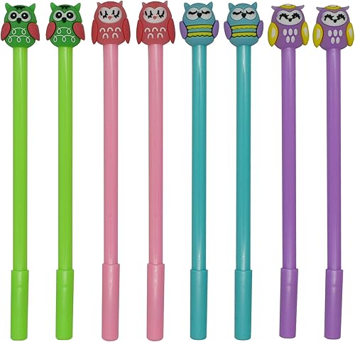 Maydahui 12 bolígrafos con forma de búho lindo Kawaii Animal Pen Novedoso Bolígrafo de escritura de pájaros, tinta de gel negro, accesorios de