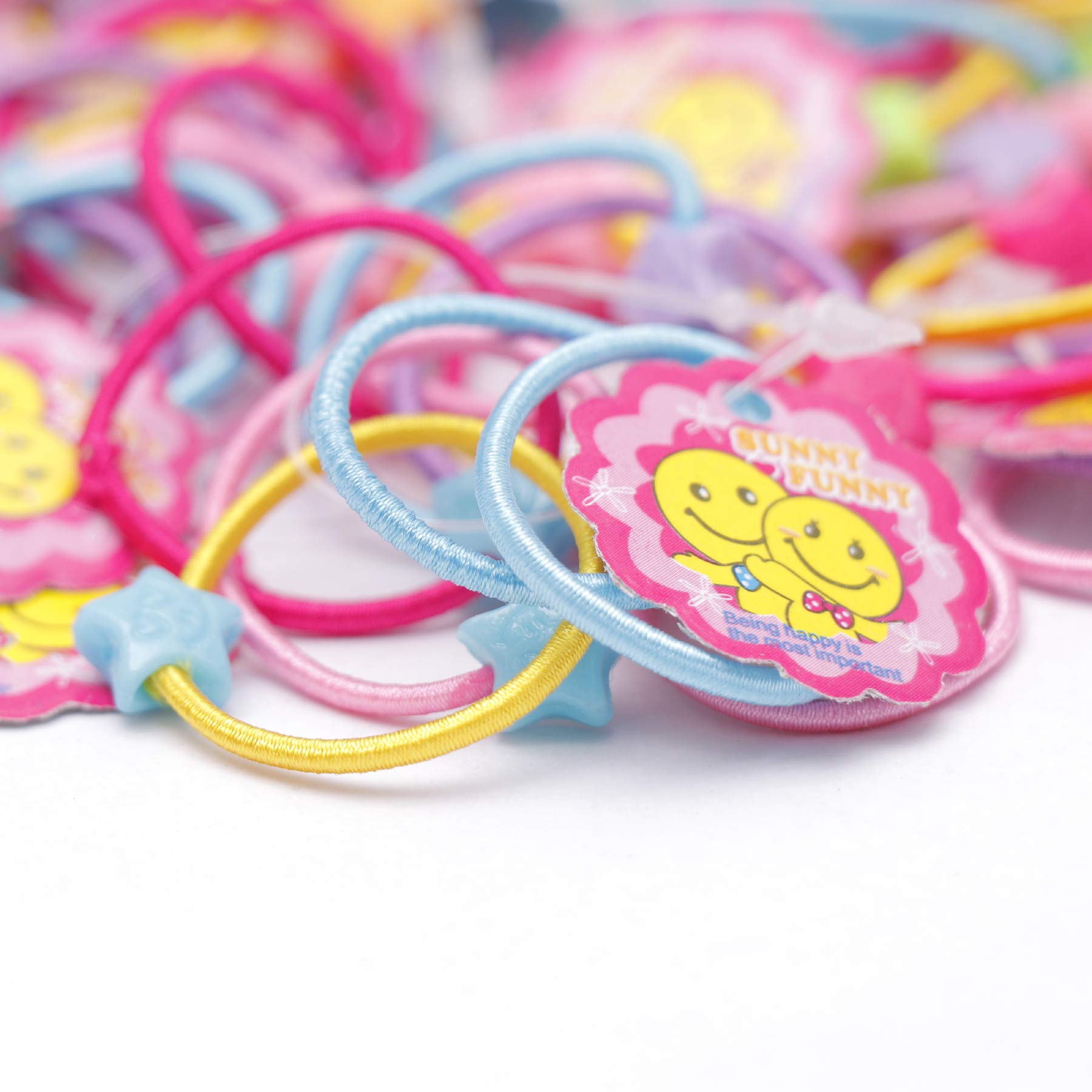 Honbon Multi Colors Soft Rubber Mini Hairbands Elastic Hair Ties Tiny for Baby Kids Girl 50 Pieces