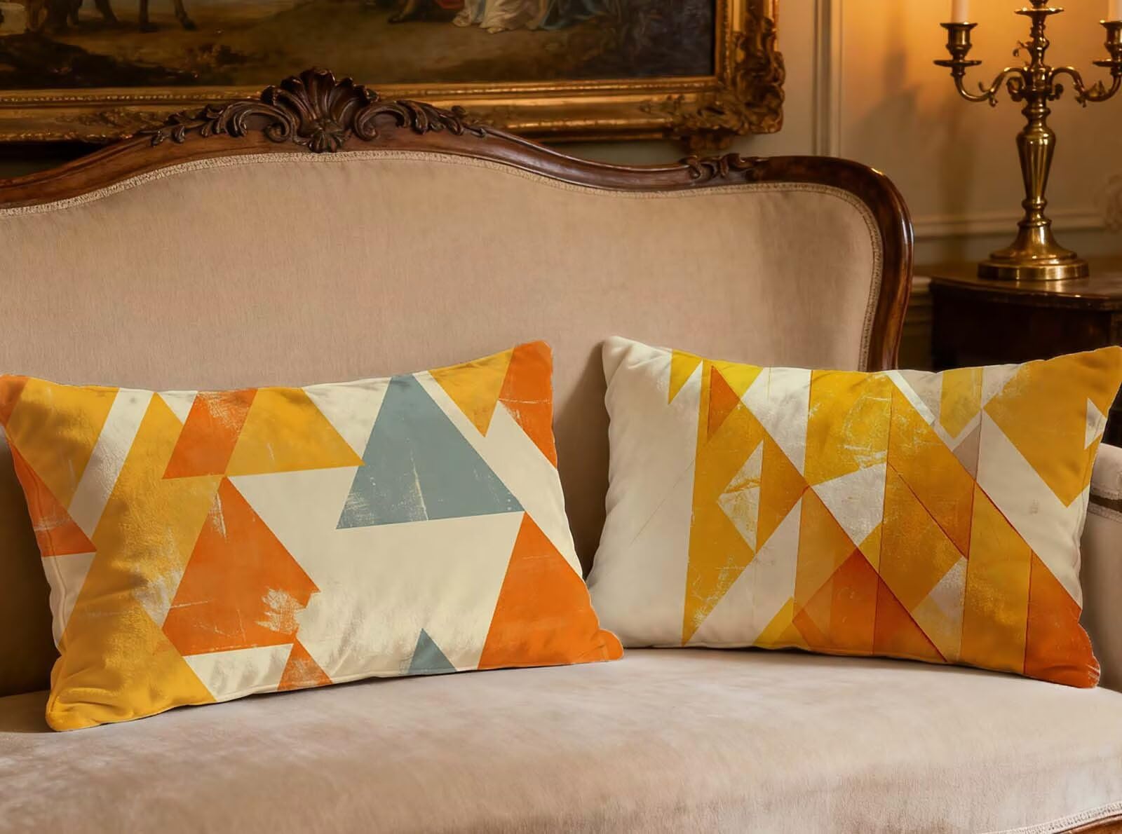 Housse de Coussin en Velours Orange pour Décoration de Salon
