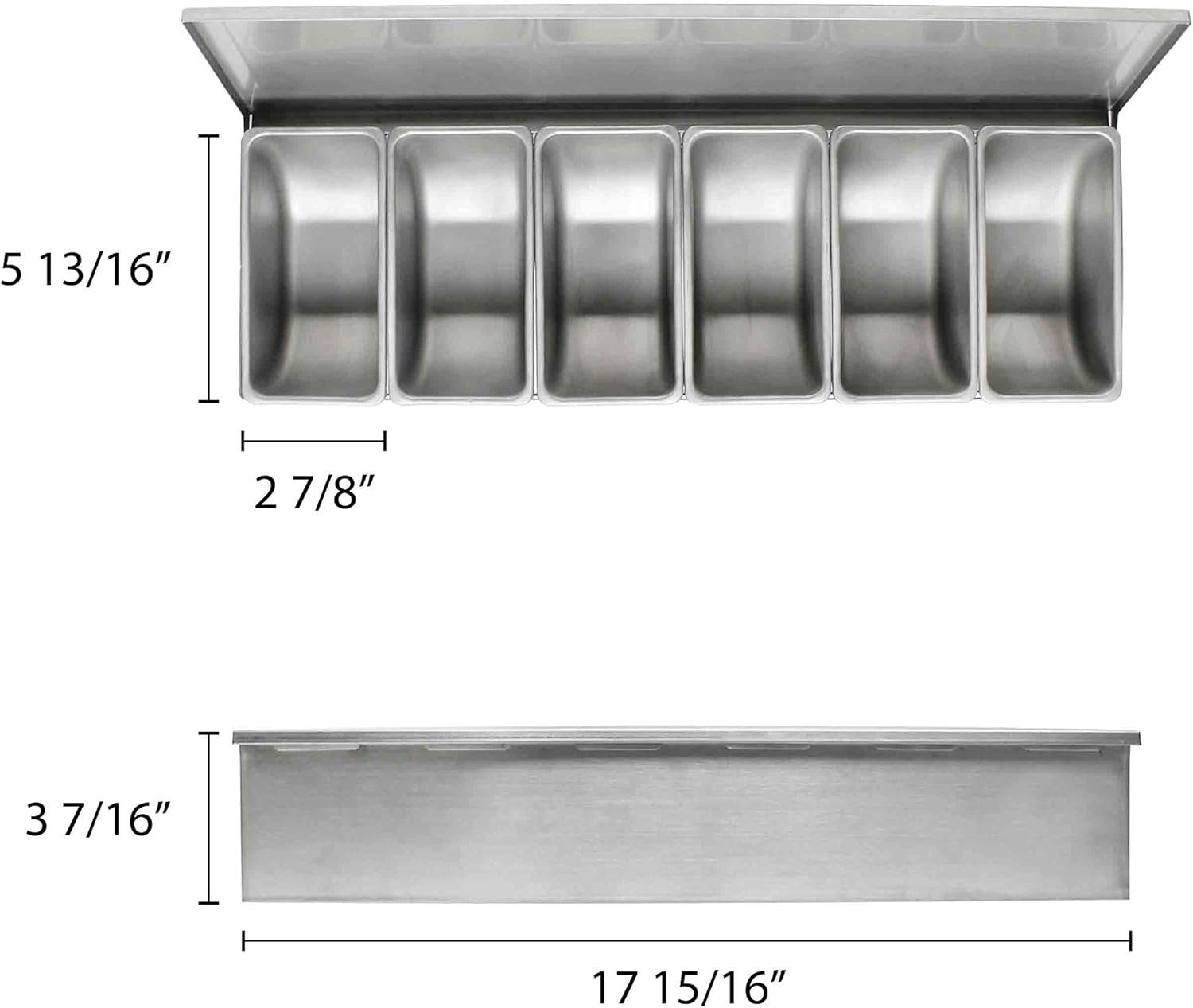 Stainless Steel 6-Compartment Condiment Organizer with Lid