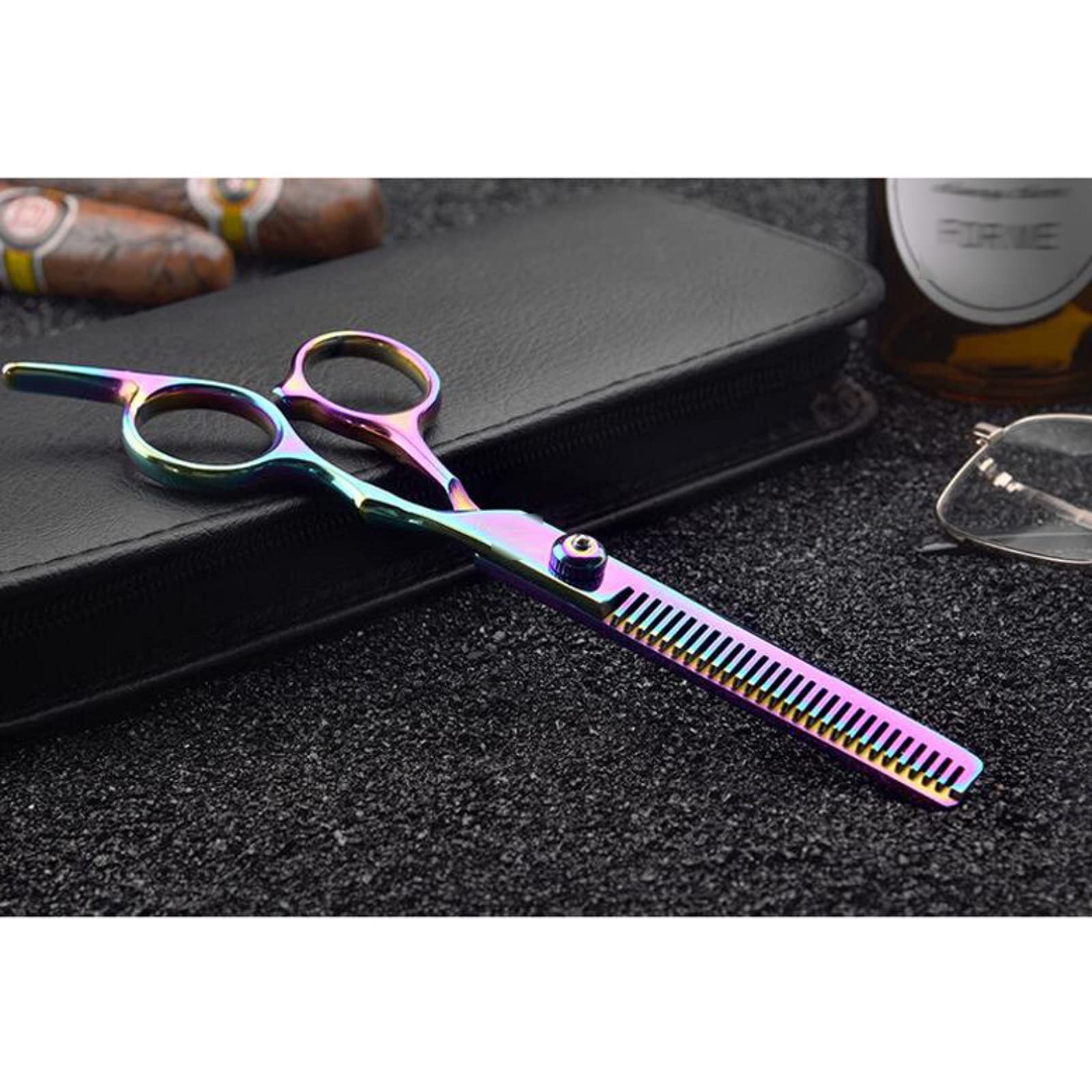 Haarschneideschere Doppelseitige dünnschere doppelte zähne dünner Schere, mischen texturing Haircut Farbe dünner Schere 6 Zoll Friseurschere/Haarschere (Color : Multicolor Cutting thinning)
