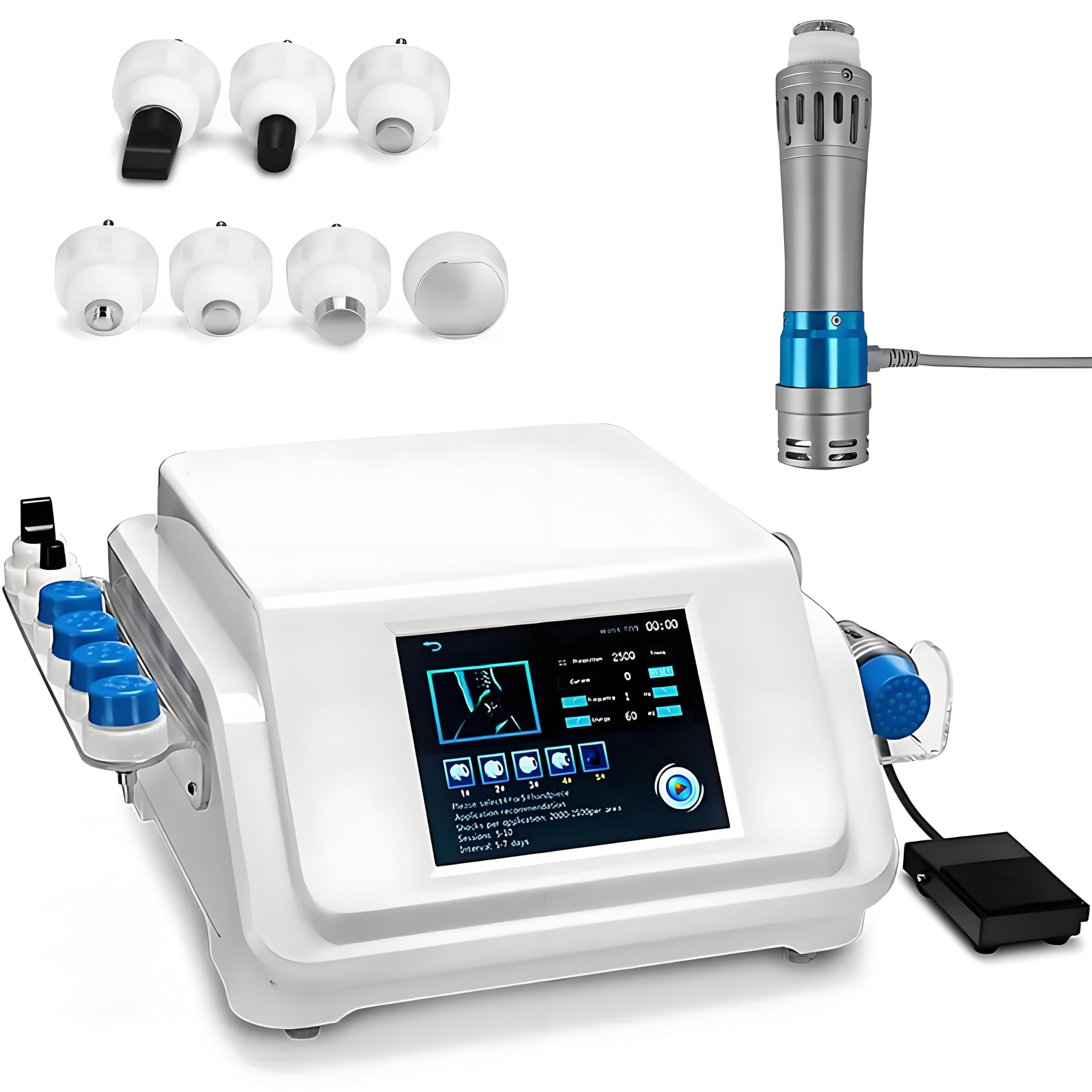 Muti-Funzionale Shockwave Therapy,Elettromagnetico Macchina per Terapia Ad Onde D'urto,Machine Massaggiatore per Alleviare Il Dolore Muscolare,con 6 Teste Massaggio per Disfunzione Erettile