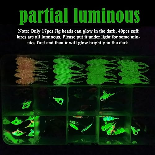 Miniatura 2 de Dovesun Kit de plantillas de pesca en hielo, señuelos de pesca en hielo que brillan en la oscuridad, juego de plantillas de cebos suaves, anzuelos