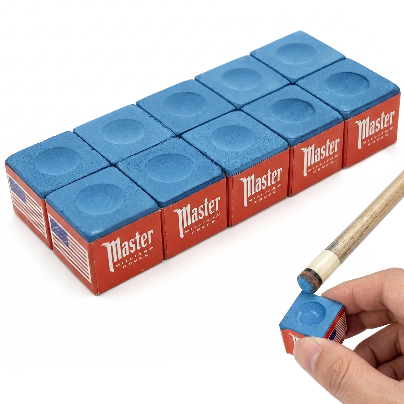 Gessetti Biliardo Blu 10 Pezzi, Gesso Professionale per Stecca, Accessori per Maggiore Attrito e Precisione