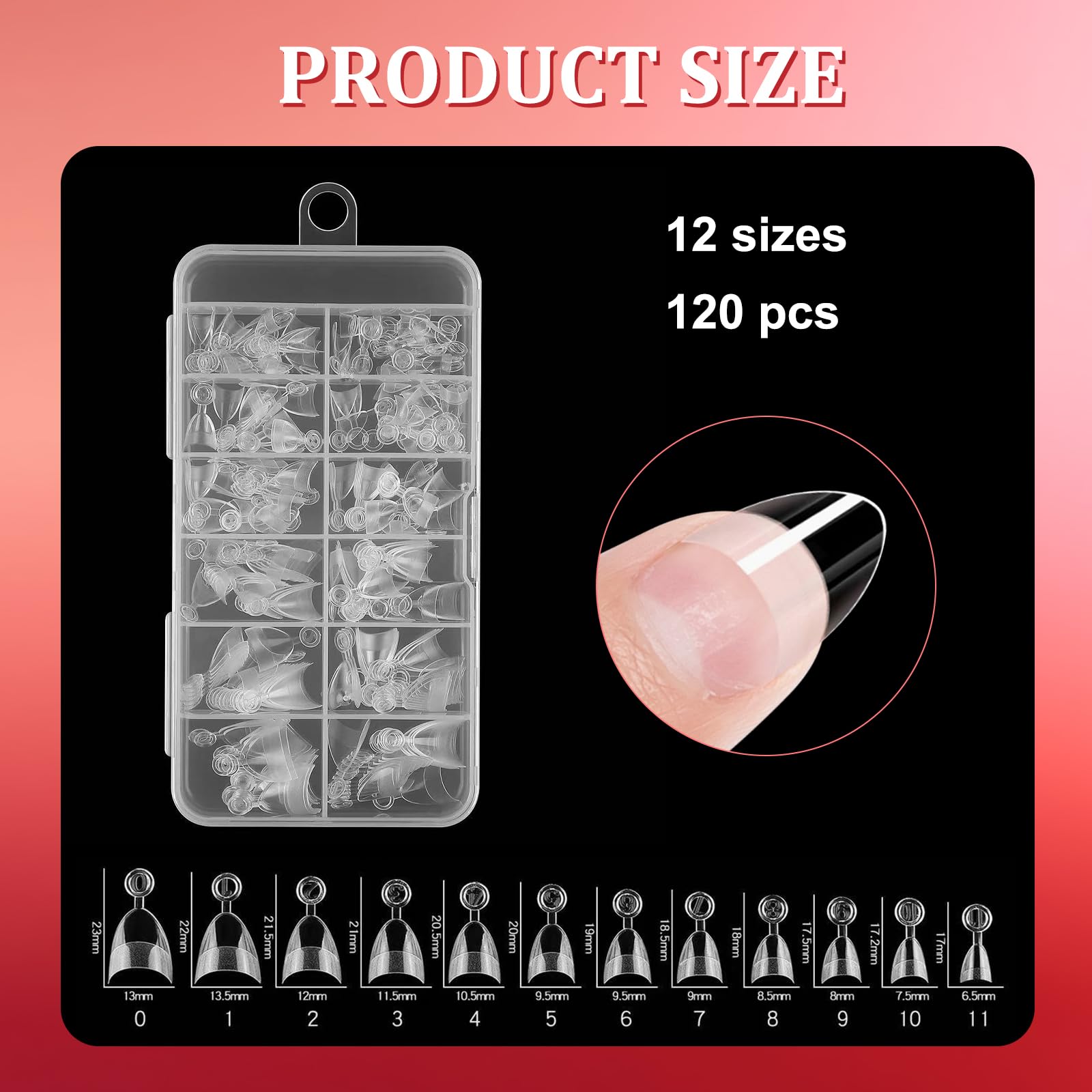 360Pcs Short Almond Gel x Nail Tips Half Cover, 12 Sizes French False Nails Tip Extensions - Image 2