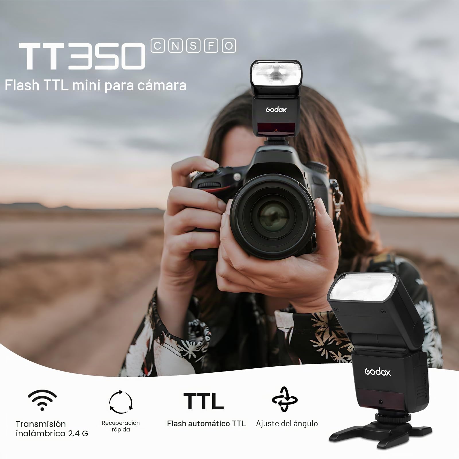 Godox TT350N Inalambrico Camara Flash para Nikon 2.4G Wireless X System 1/8000s TTL HSS Mini Portátil Speedlite 2500mAh Battery 0.1~2.2s Recycle Time Adecuado D800 D700 D7100 D7000 D5200