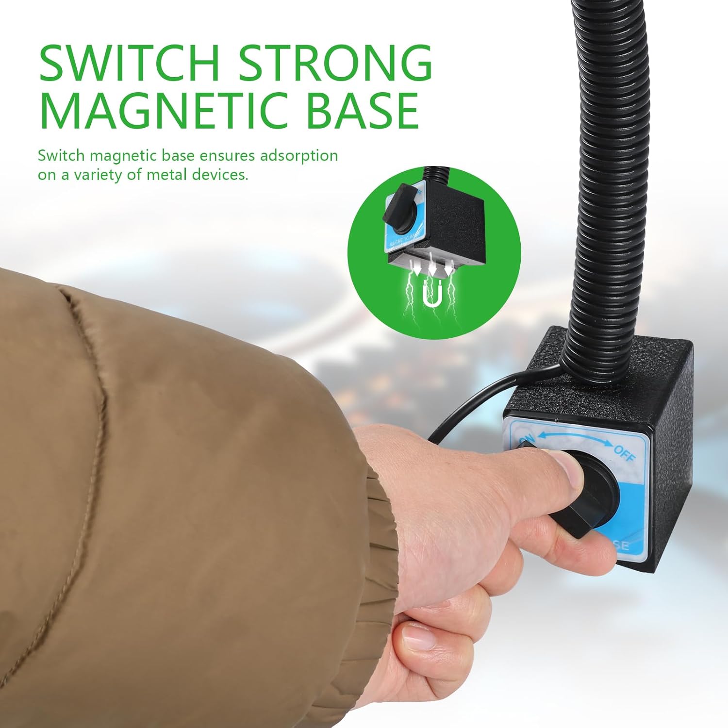 LED Magnetic Gooseneck Light, 10W 6500K 1000LM 110V Magnetic Flexible Light, Flexible Gooseneck with Upgraded Magnetic Base for Work Bench, Lathe Milling, Drill Press, Industrial Lighting