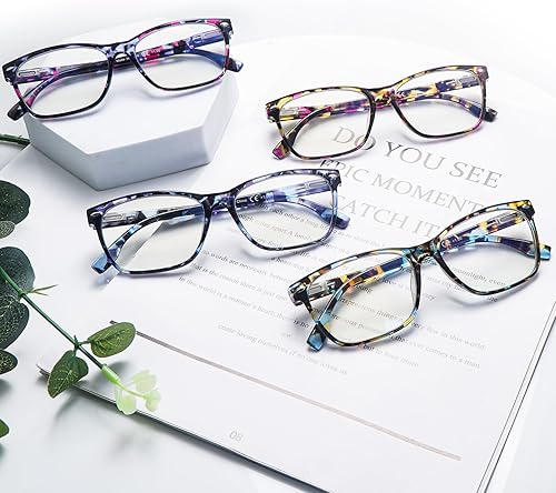 Miniatura 7 de CLASAGA Anteojos de lectura progresivos multienfoque para mujer, estampado de patrón de bloque de luz azul, elegantes lectores de computadora para