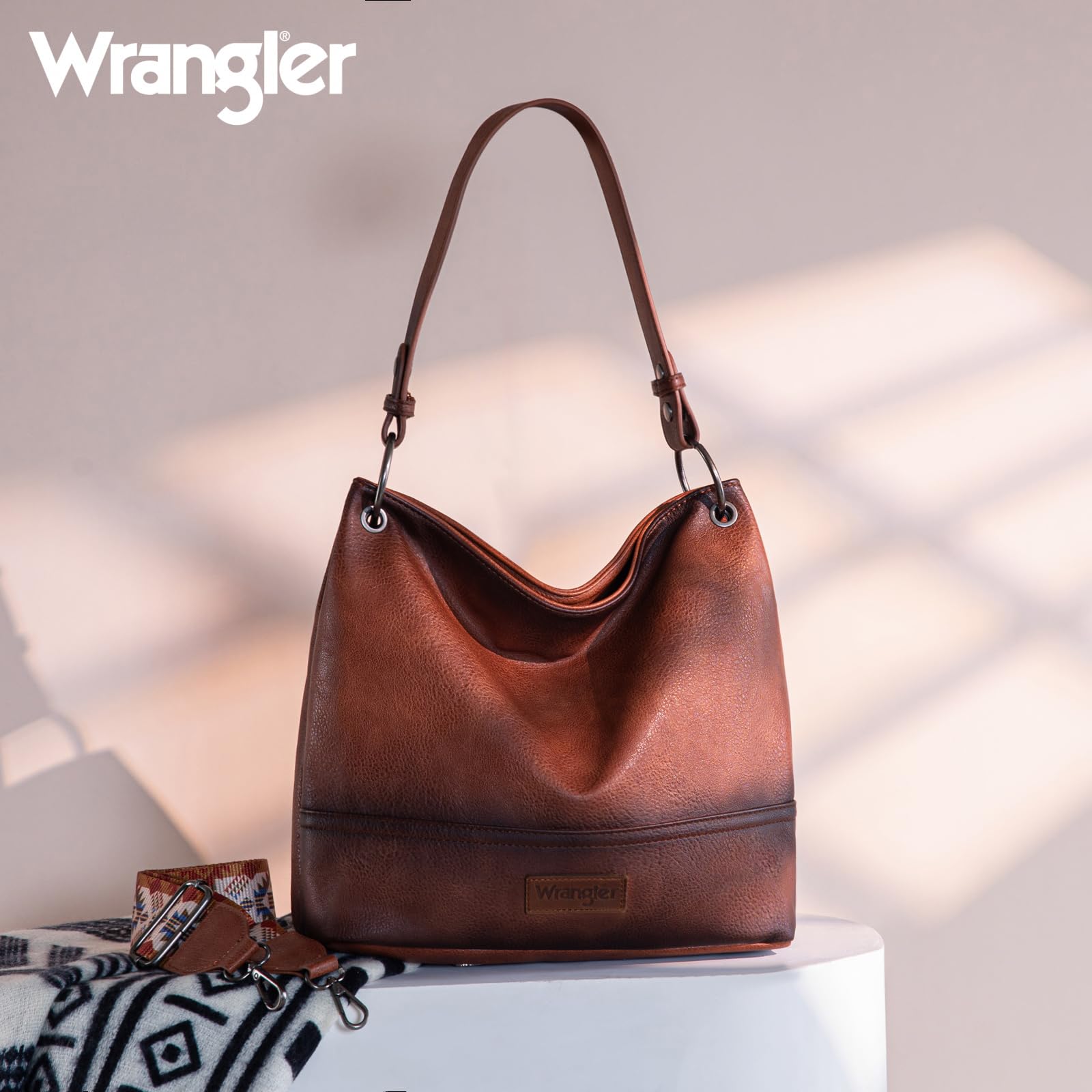 Wrangler Hobo Bags for Women Vegan Leather Top Handle Shoulder Purses and Handbags