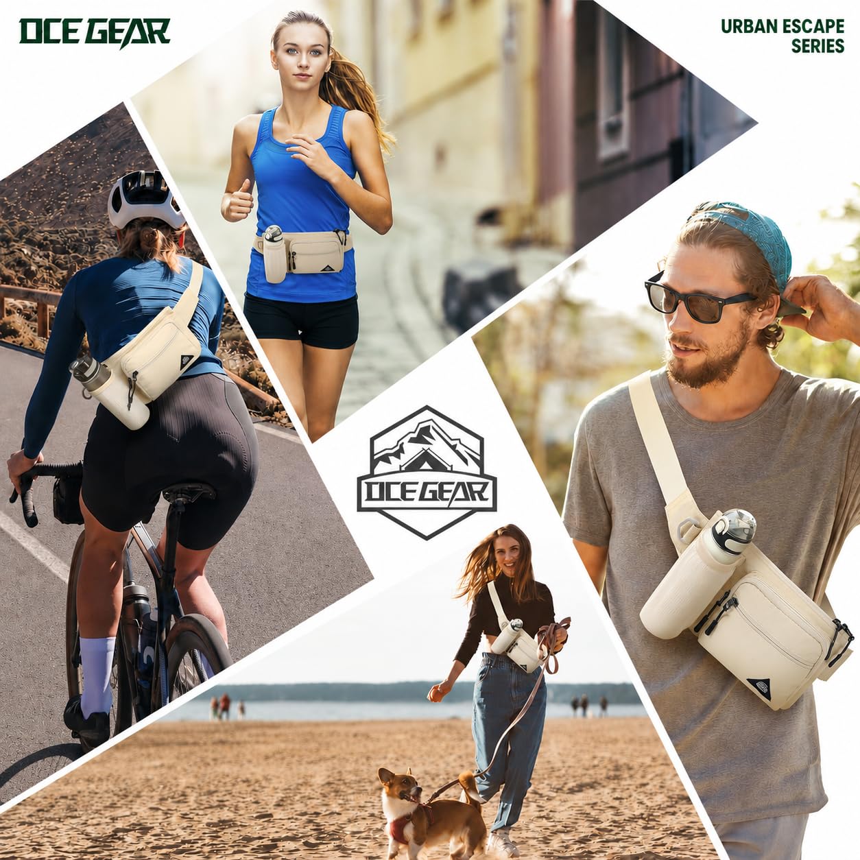 Riñonera con soporte para botella de agua para hombres y mujeres, riñonera para correr, impermeable, para viajes al aire libre, ciclismo, escalada, caminar, apto para todos los teléfonos, Beige, [IN]