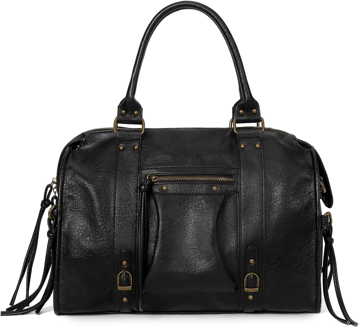 Vegan Leather Tote Bags for Women Vintage Hobo Bag Studs Fringe City Bag with Adjustable Crossbody Strap - Image 8