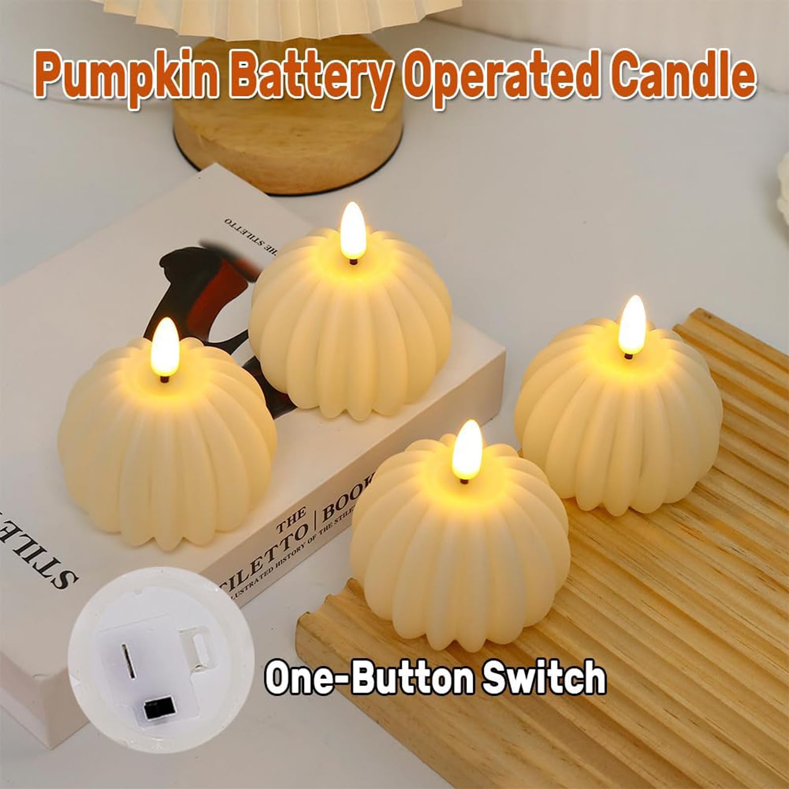 Flackernde Kürbis LED-Kerze - Halloween Dekoration Mit Fernbedienung Und Timer Für Herbstliche Stimmung
