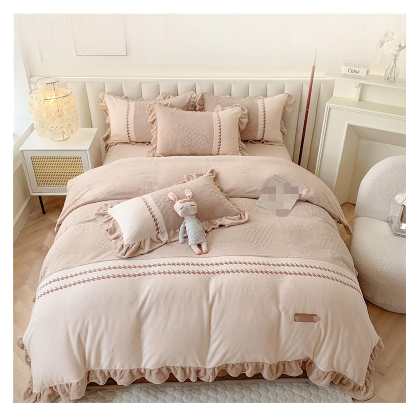 Juego Sabanas Juegos De Ropa De Cama Suave Juego De Funda De Edredón De Terciopelo De Leche para Cama Doble Juego Cálido De Invierno De 4 Piezas Juego De SáBanas(Bruin,1.5/1.8m Bed)
