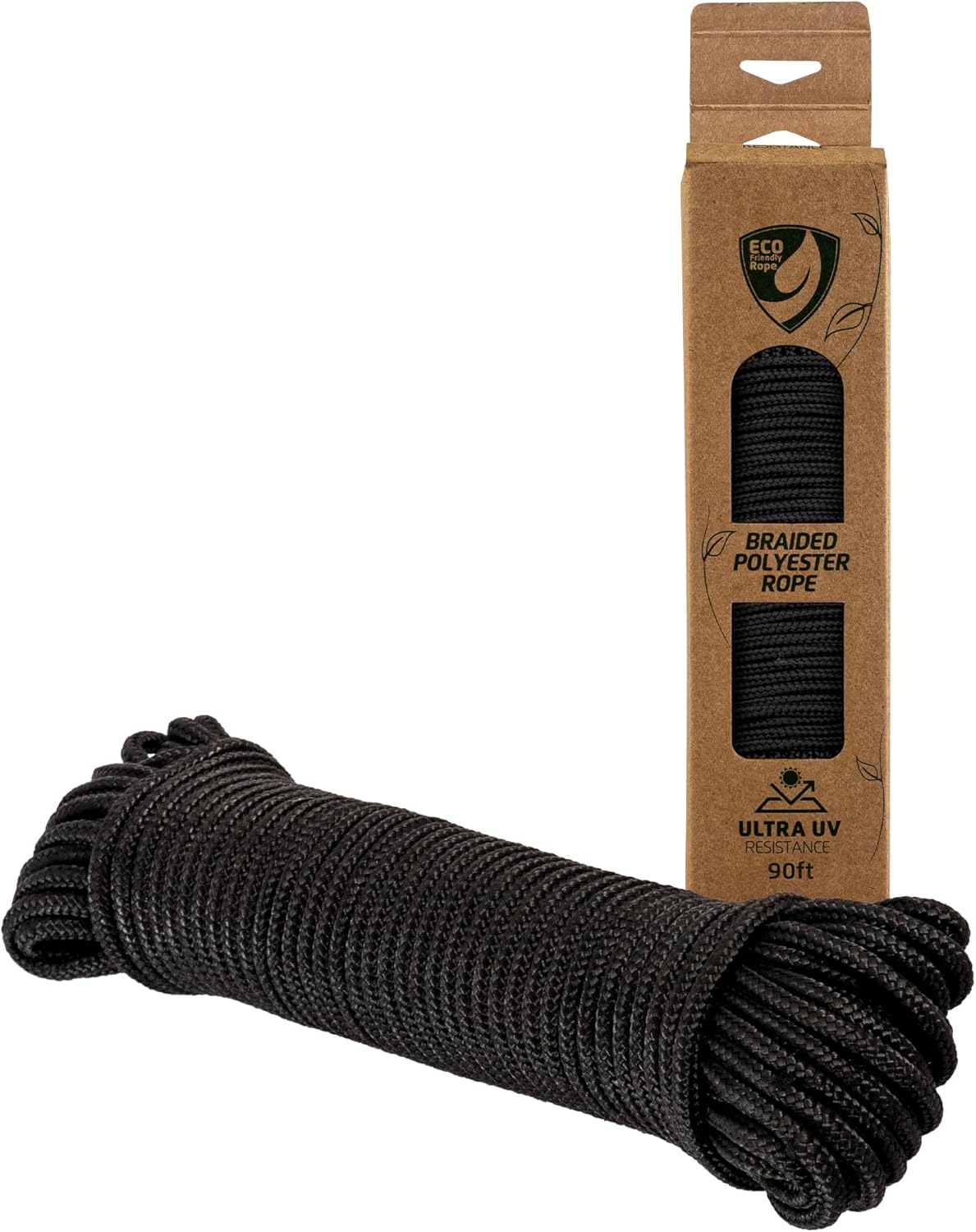 ECO-Friendly Braided Rope Hank 90 Foot Black Color Ø 3/16" (5mm)