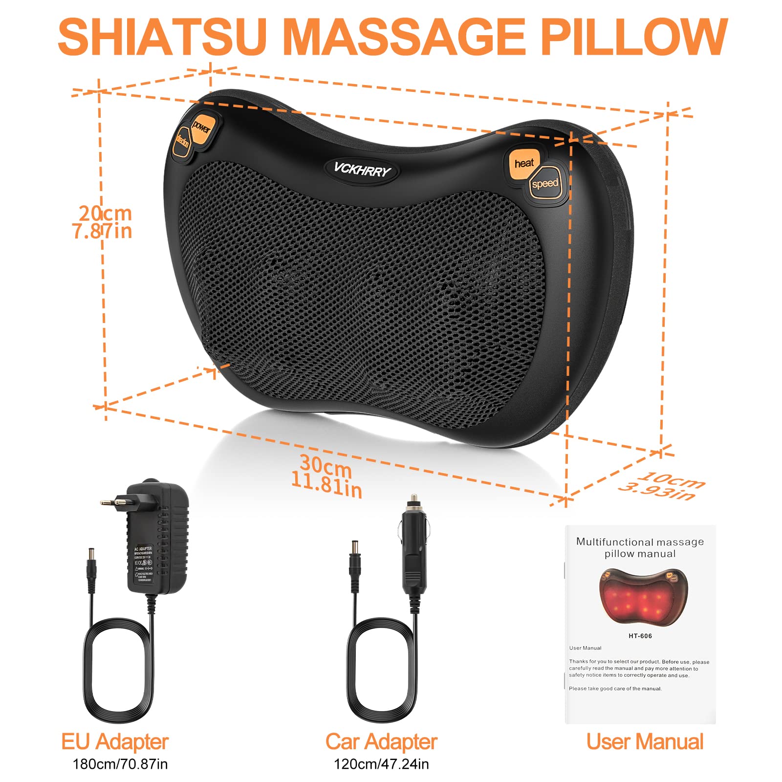 Cuscini per Massaggi Elettrici Cuscino Massaggiante per 3 Velocità Massaggiatore per Il Collo a 8 Nodi Cuscino Massaggiante Cervicale con Funzione di Riscaldamento Adatto per Ufficio Auto a Casa