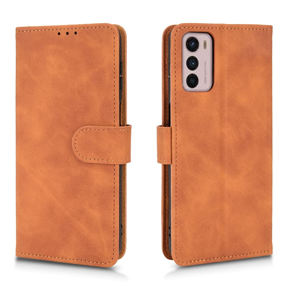 AMWEI Leather Folio Cover per Motorola Moto G42, Trifoglio
