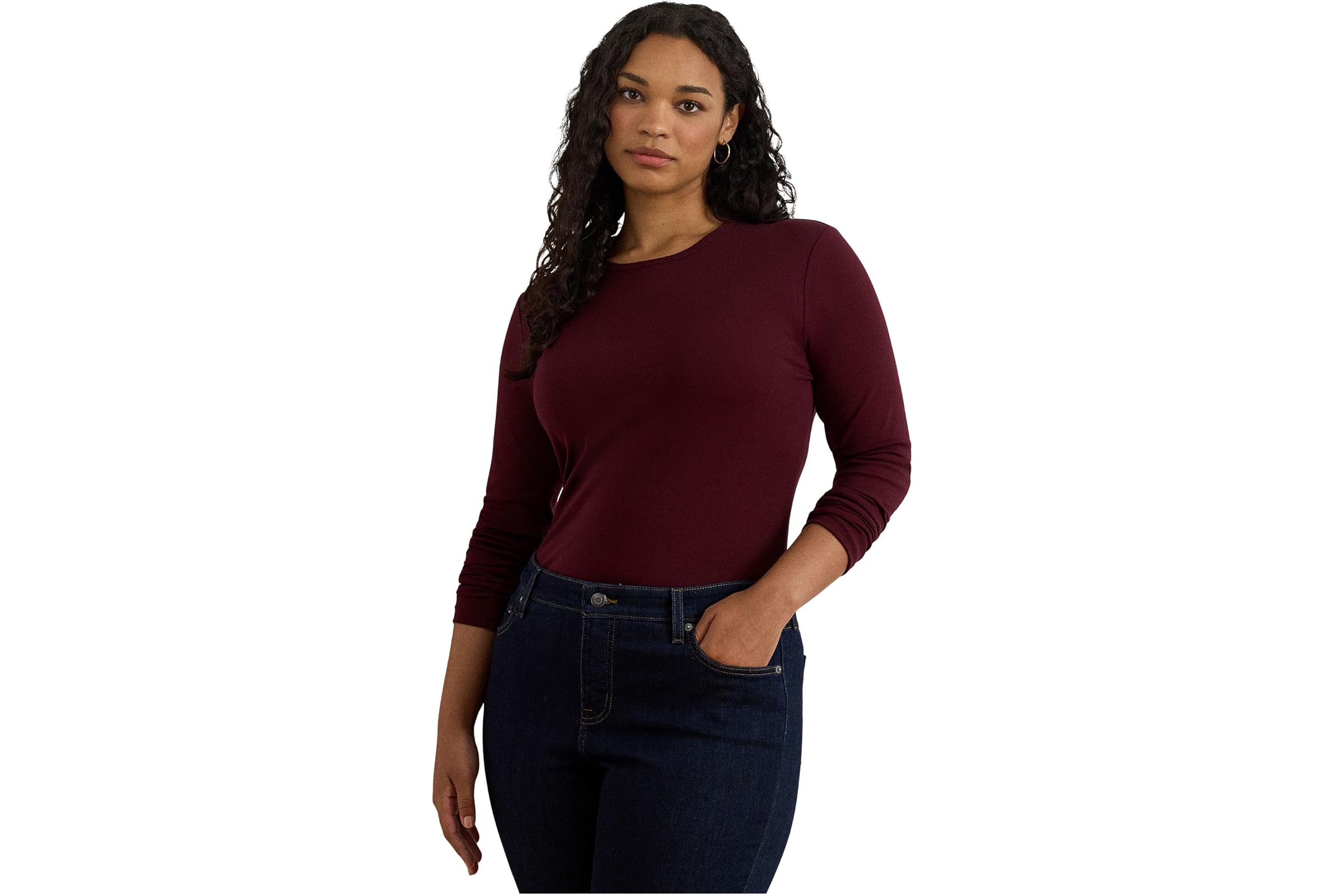 Lauren Ralph Lauren Plus Size Stretch Long Sleeve Tee