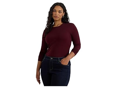 Lauren Ralph Lauren Plus Size Stretch Long Sleeve T-Shirts Women