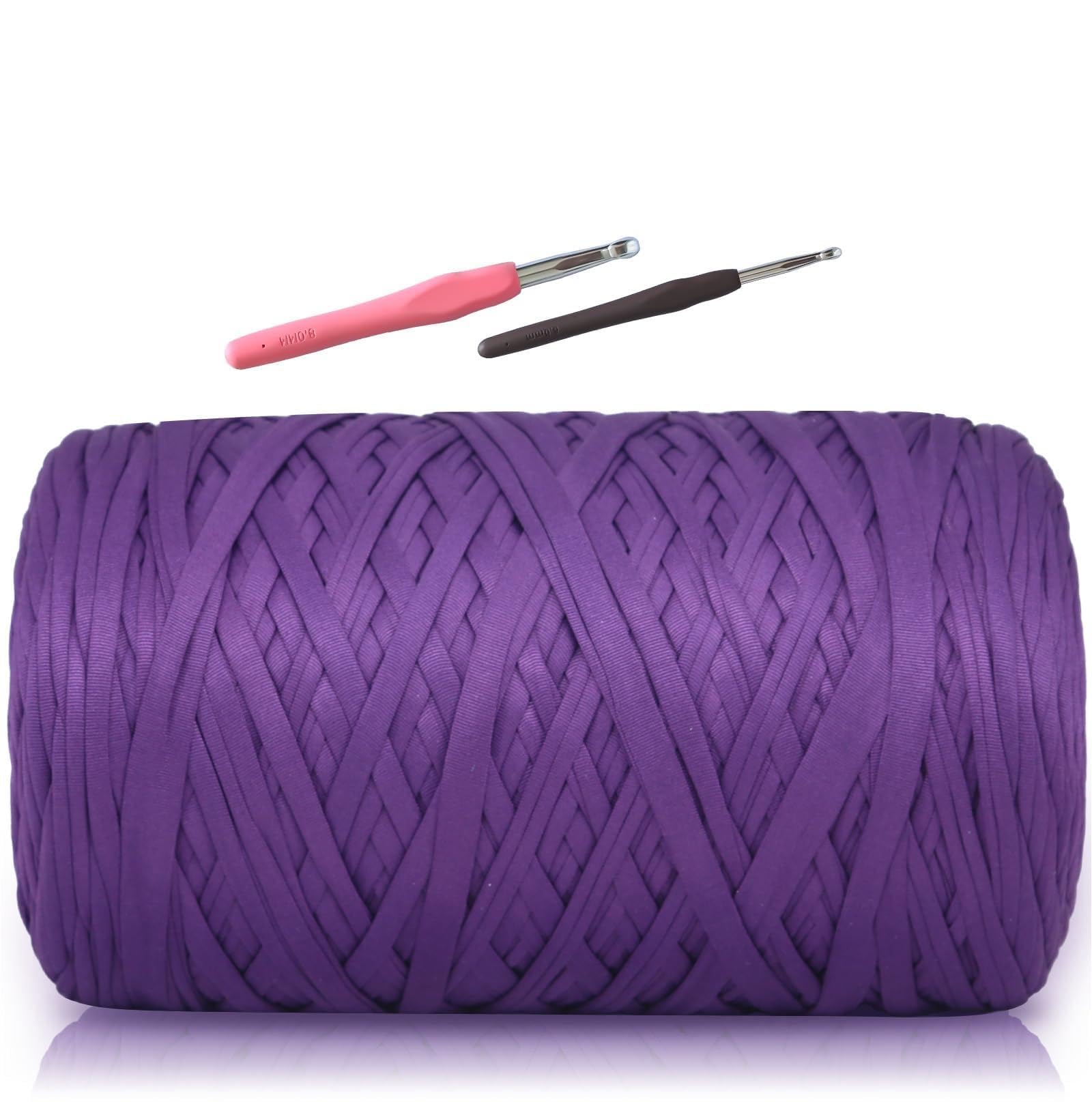 SIMEIQI T-Shirt Yarn 1000g, Soft Elastic Chunky Yarn Dark Purple