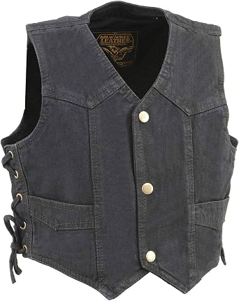 Milwaukee Leather LKY3860 Youth Size Black Leather Motorcycle Riders Vest w/Side Lace