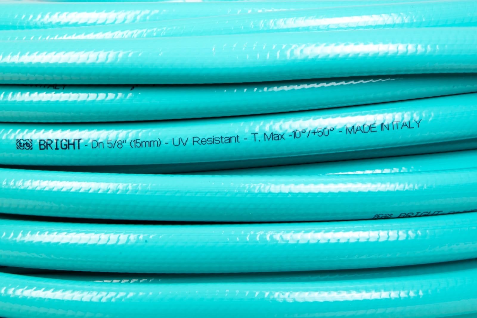 Tubo BRIGHT per Irrigazione, Ø15mm (5/8"), 4 Strati, Antitorsione, Resistente UV, Verde Acqua (50M)