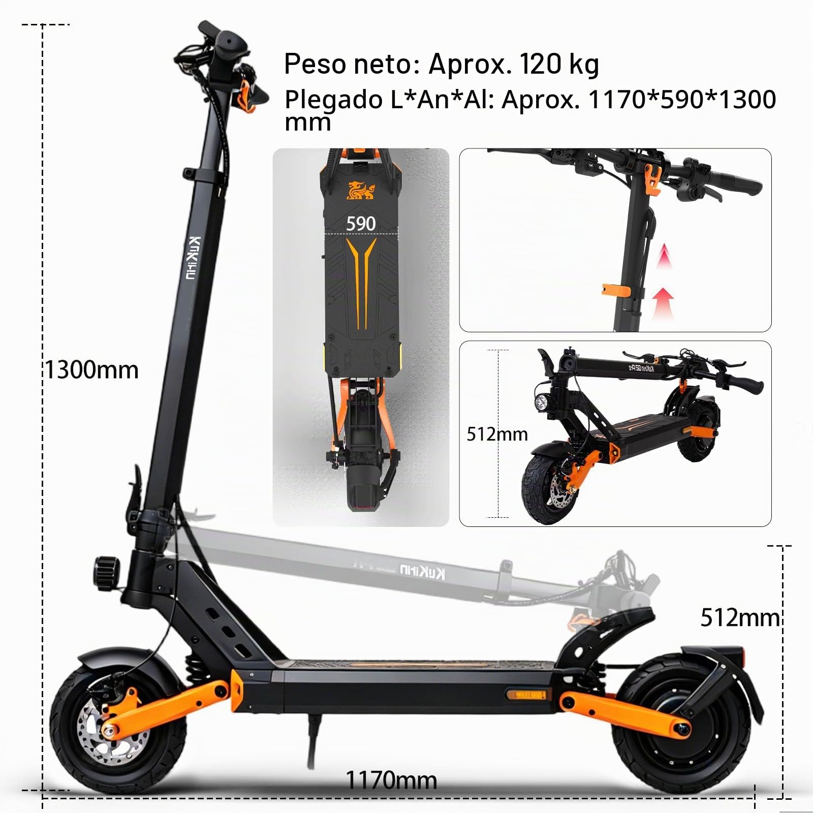 Patinete Eléctrico Adultos Homologado DGT - 68km Autonomía Batería 48V 15.6Ah, Doble Freno, Ruedas 9" Tubeless,Sistema de Doble suspensión Patinete electrico Unisex,IP54,Carga 120KG