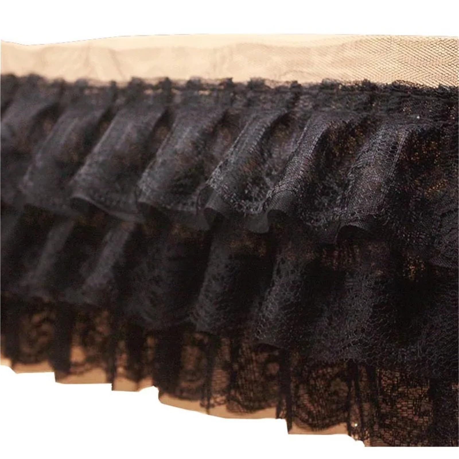 Cinta De Encaje Adorno de encaje de gasa suave y encaje for ropa, zapatos, mangas, ropa infantil y decoración del hogar. Para Coser Manualidades(Black)