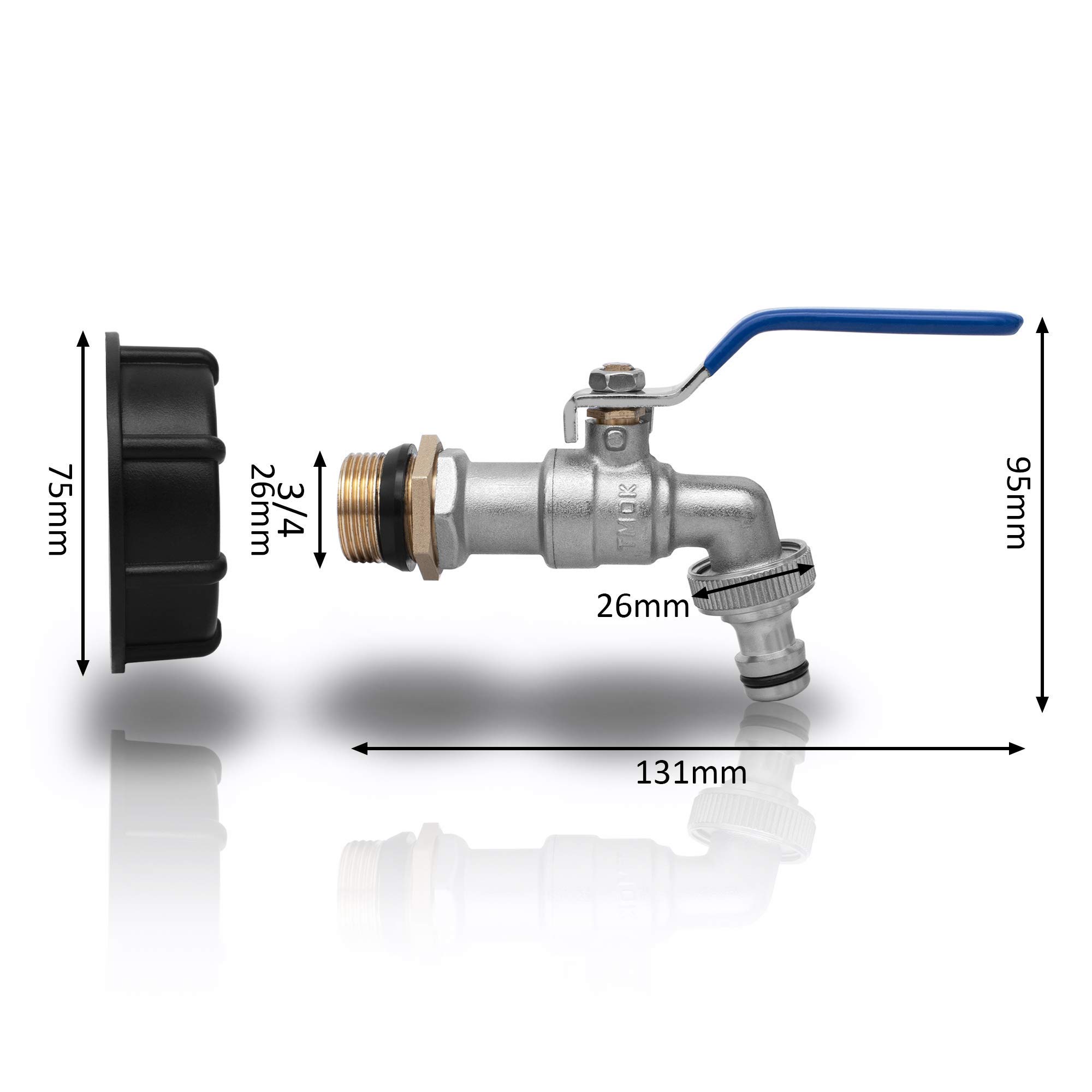 Rubinetto premium da 3/4 per serbatoio IBC â€ Adattatore