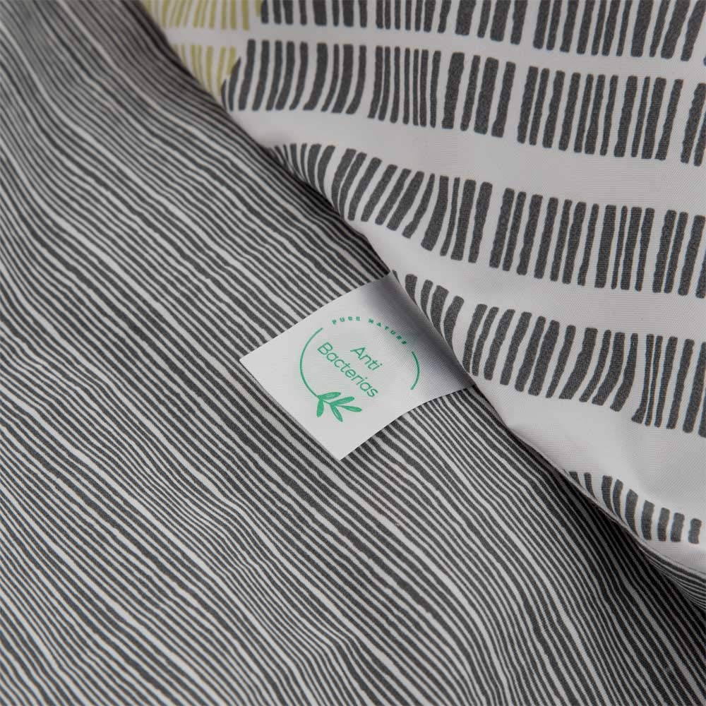 COTTON ARTean Funda Nórdica Reversible Cama 200 RODILES gris microfibra cepillada Funda edredón 280x240 + 2 fundas almohada Cierre con Botones.