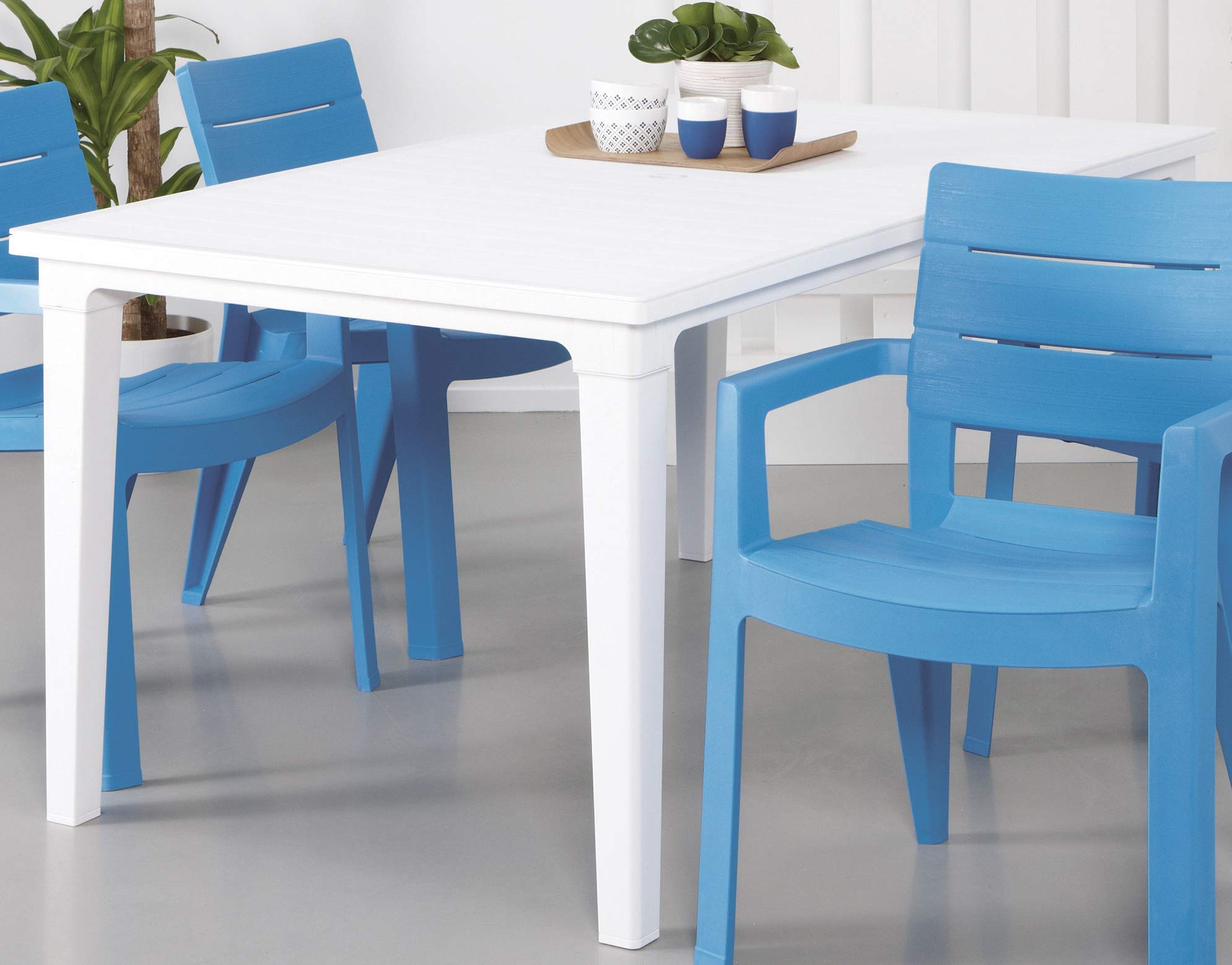 Keter - Mesa de Comedor Exterior Futura de 6 plazas, Color Blanco