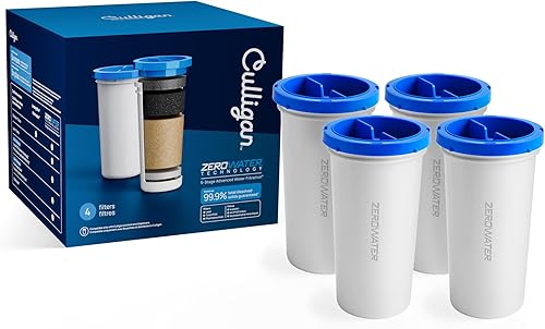 Culligan Paquete de 4 filtros de repuesto con tecnología ZeroWater, filtro de agua avanzado de 5 etapas, certificado IAPMO para reducir el plomo,