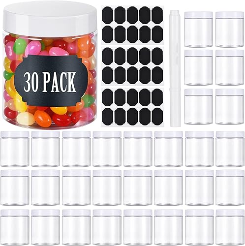 TANGLONG Tarros de plástico con tapas, recipientes de plástico de 8 onzas con tapas, tarros con tapas, ideales para tarros de pasteles, mantequilla