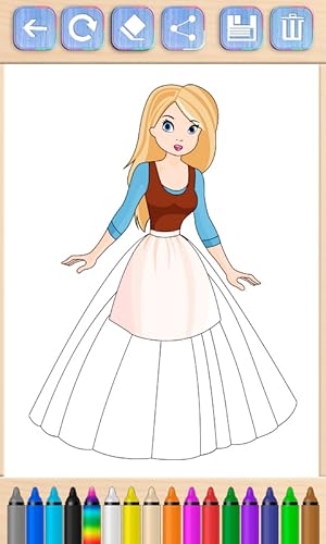 Pintar a princesa Cinderela - jogos de coloração de princesas