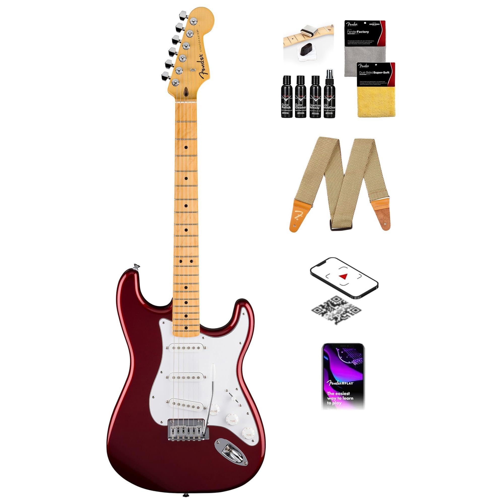 Amazon.com: Fender Standard Stratocaster - Red Bundle with Strap