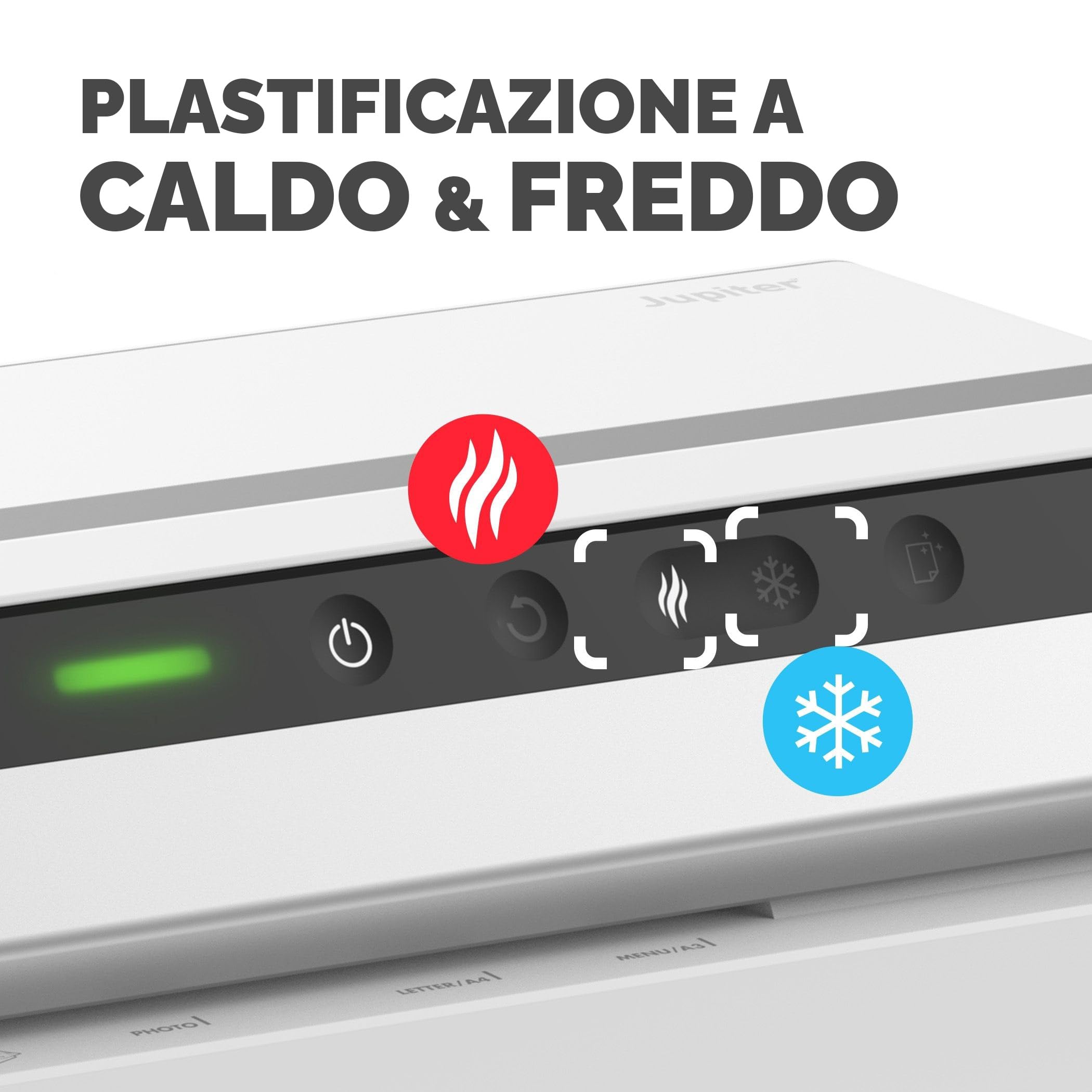 Fellowes plastificatrice a caldo Jupiter A3, formato A3, fino a 250 micron, per ufficio, riscaldamento rapido, con retromarcia e modalità riposo, colore bianco, incluso starter pack di 10 pouches